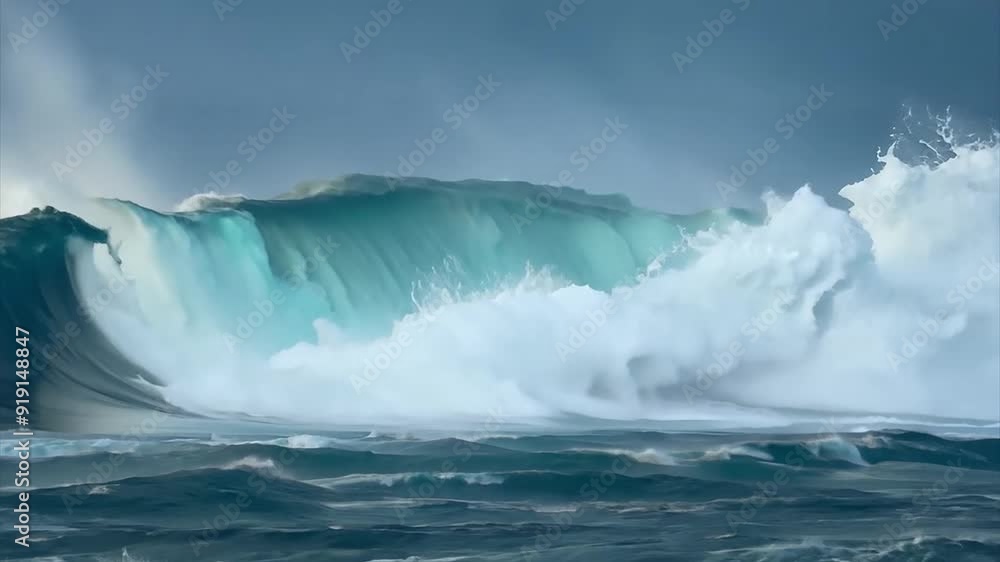 Aerial view of powerful dark ocean waves rolling from above. Aerial view of powerful dark ocean waves rolling from above.