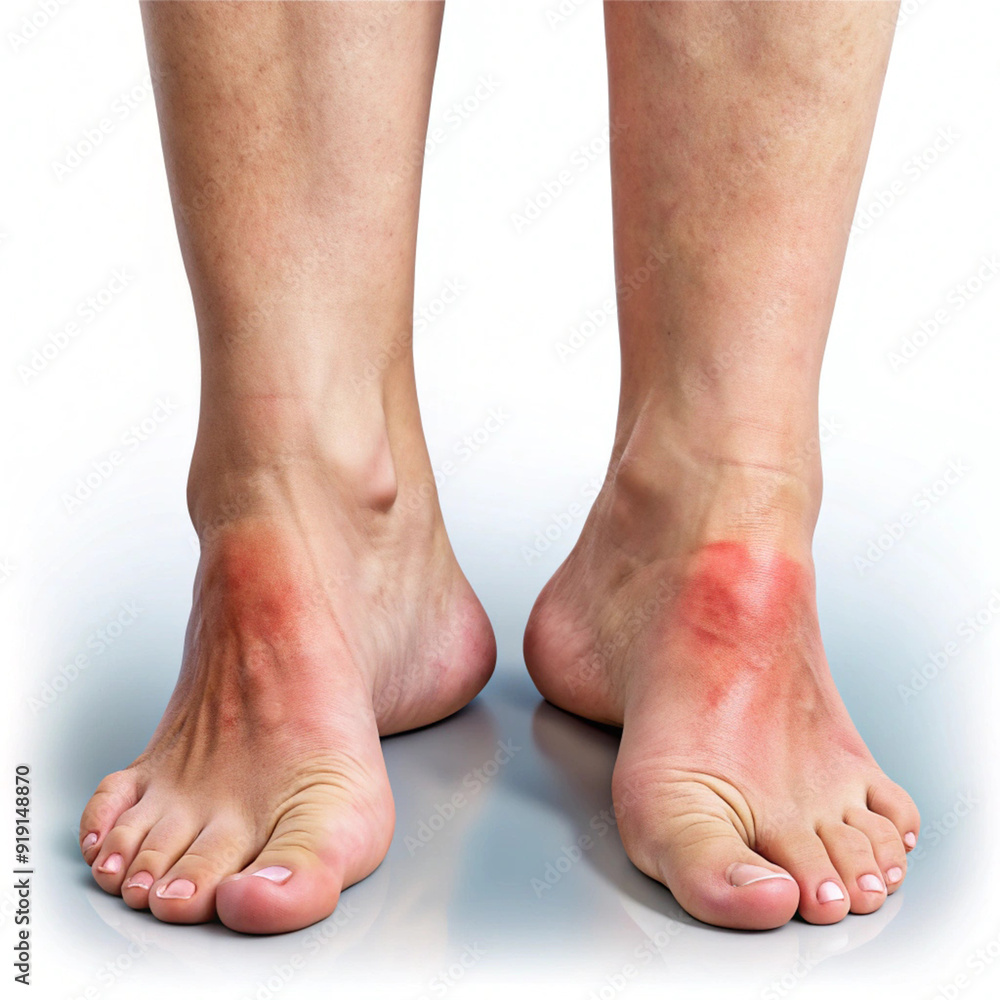 Fototapeta premium Educational Images of Swollen Ankles in Women: Understanding Common Causes and Conditions