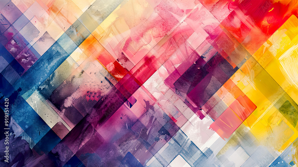 Vibrant watercolor washes with geometric patterns, dynamic and seamless gradients, high-resolution digital paper for lively backgrounds Vibrant watercolor washes with geometric patterns, dynamic and seamless gradients, high-resolution digital paper for lively backgrounds