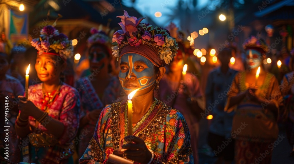 Fet Gede procession with candles and face paint Fet Gede procession with candles and face paint