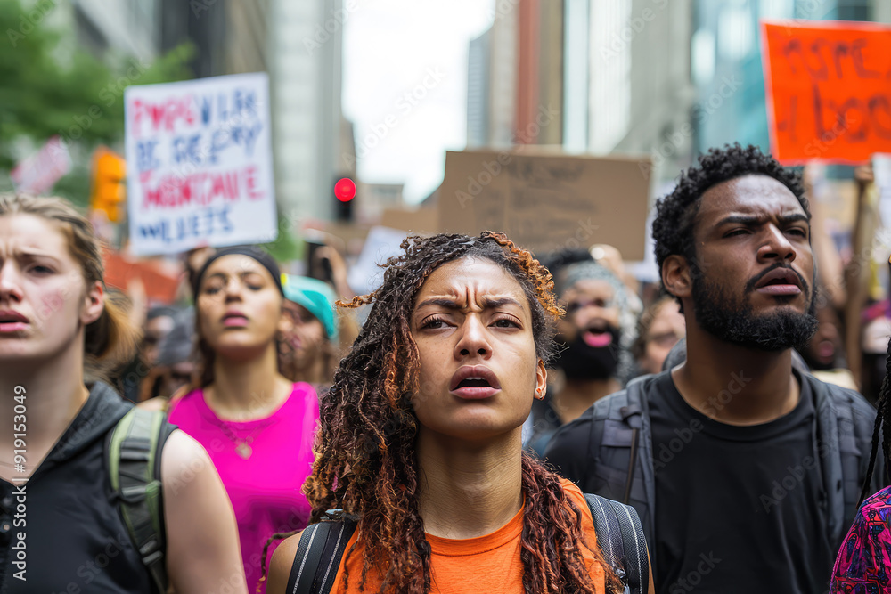 Voices of Change: A Passionate Crowd Marching for Justice in the Heart of the City, Energizing the Movement Forward. Voices of Change: A Passionate Crowd Marching for Justice in the Heart of the City, Energizing the Movement Forward.