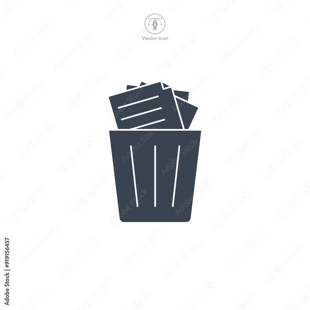 Trash Can Delete Document icon symbol vector illustration isolated on white background Trash Can Delete Document icon symbol vector illustration isolated on white background