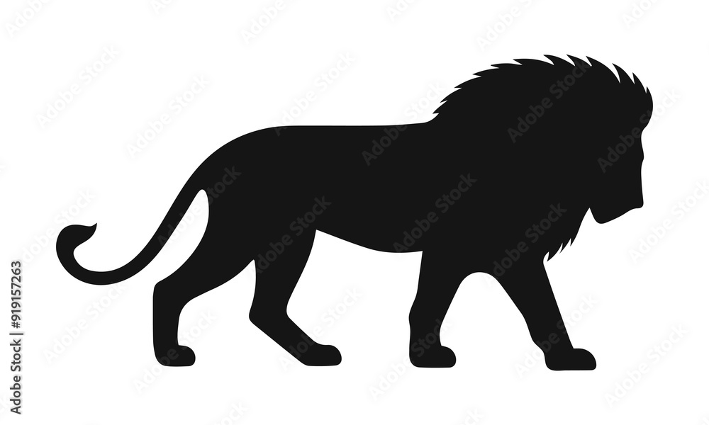 Obraz premium Lion black silhouette. Vector illustration 6