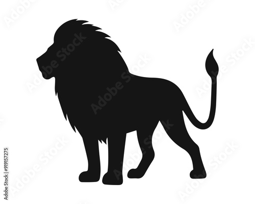 Lion black silhouette. Vector illustration 7