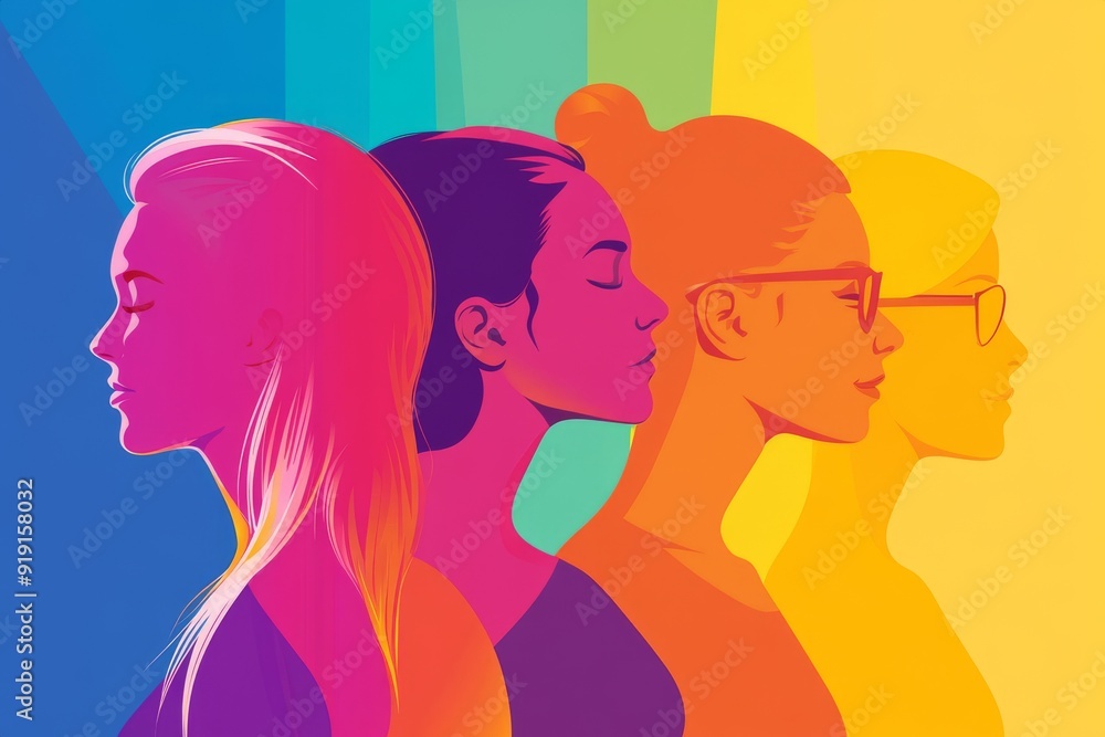 A pop art illustration portraying the LGBT community and pride day with diverse people in it A pop art illustration portraying the LGBT community and pride day with diverse people in it