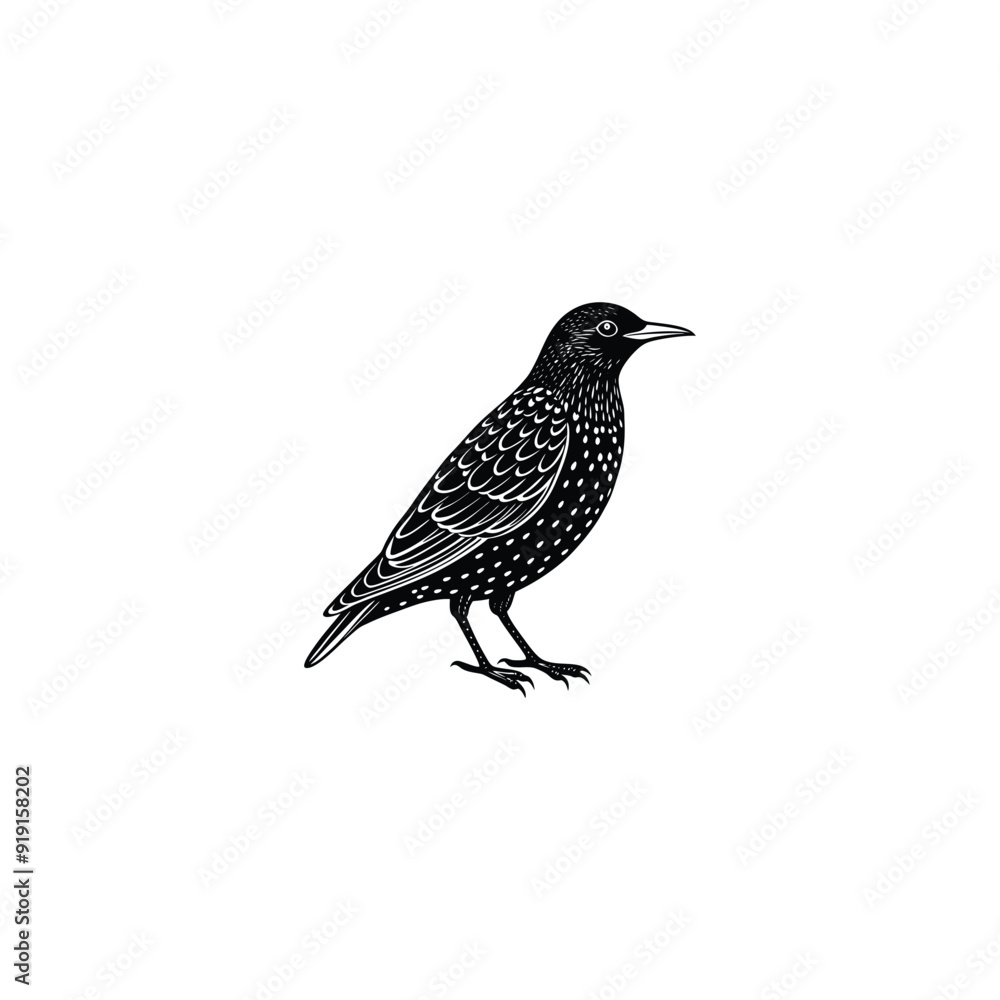 common starling silhouette vector common starling silhouette vector