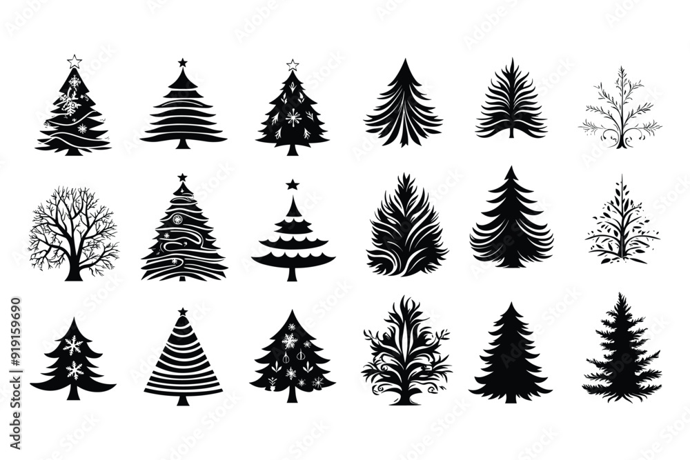 Obraz premium Christmas tree vector silhouette 