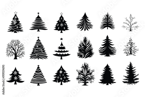 Christmas tree vector silhouette 