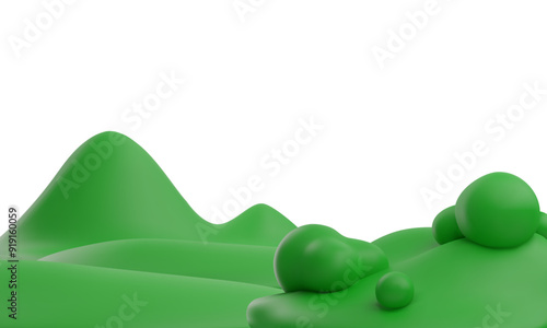 Minimalistic green landscape vector illustration 3d icon