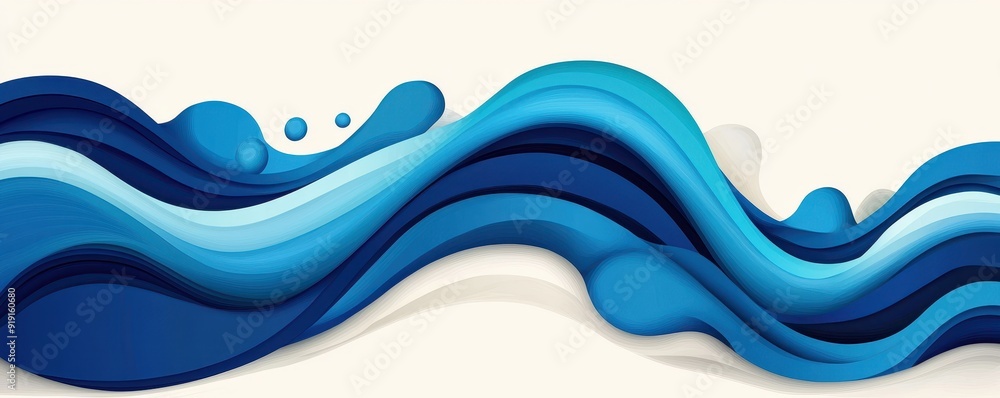 Fototapeta premium Dynamic blue wave design flowing across a light background, ideal for creative projects and modern presentations.