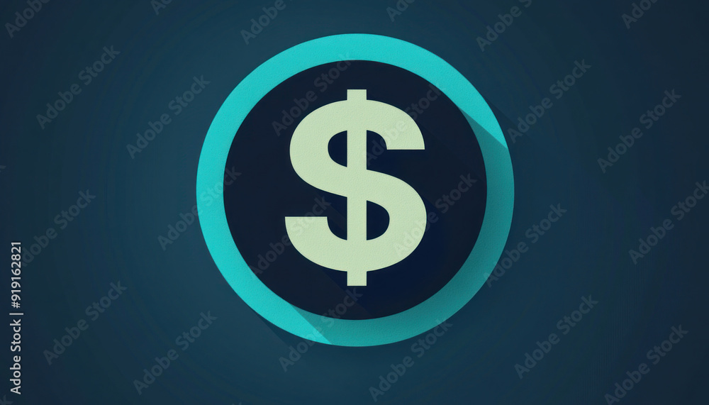 Green and blue minimalist dollar sign on dark background Green and blue minimalist dollar sign on dark background