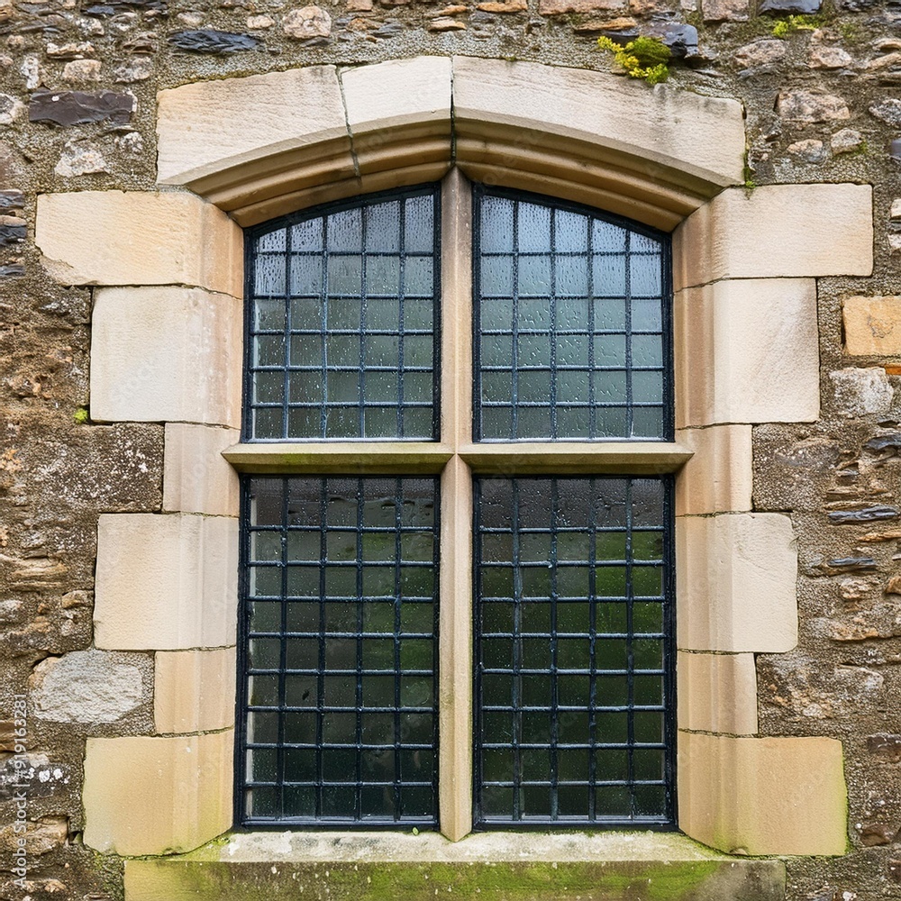 Fototapeta premium British castle in the rain, AI generated