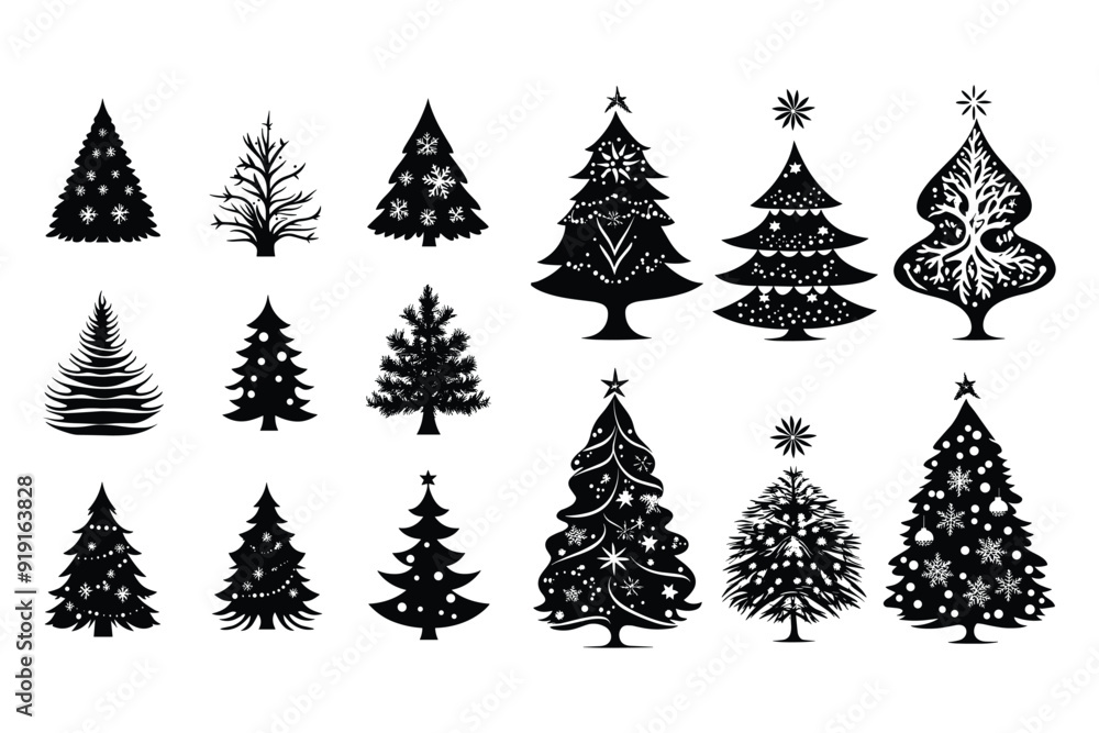 Fototapeta premium Christmas tree vector silhouette 