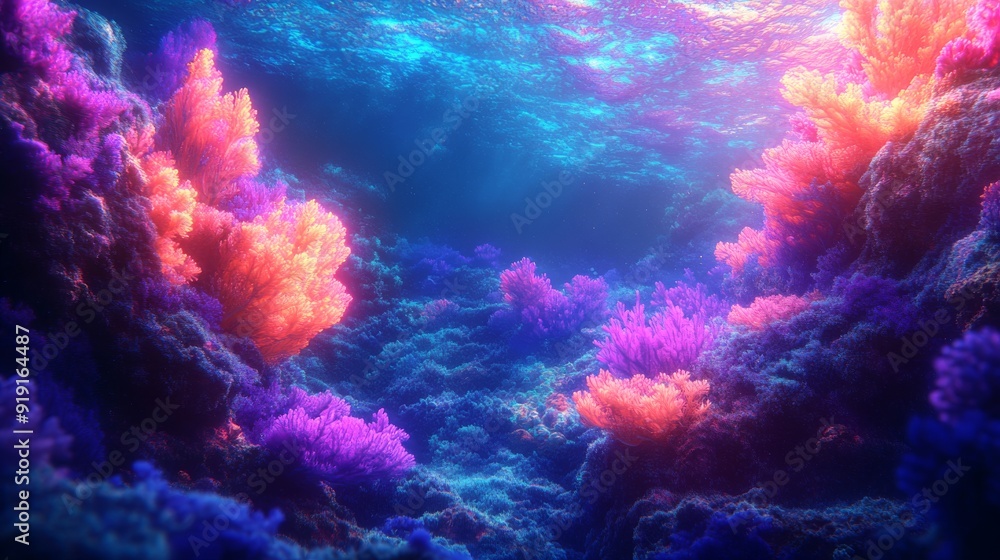 Fototapeta premium Vibrant Coral Reef Underwater Scene