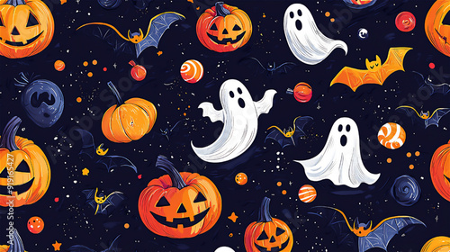 ハロウィンのコミカルなイラスト、ベクター素材