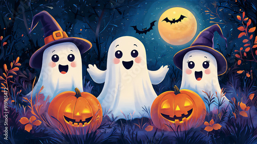 ハロウィンのコミカルなイラスト、ベクター素材