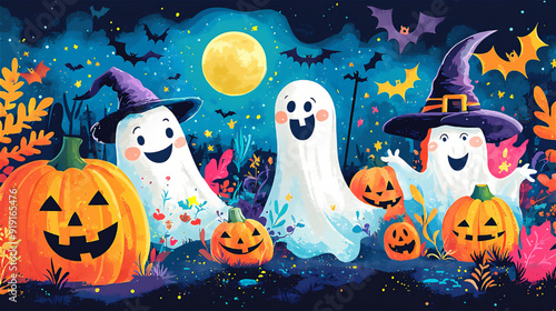 ハロウィンのコミカルなイラスト、ベクター素材