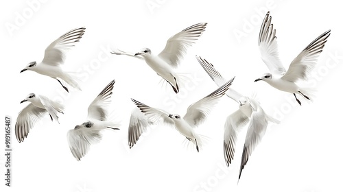 A Flock of Seagulls in Flight