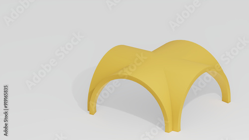 A striking 3D render of a yellow groin vault arch. This architectural masterpiece showcases intricate geometric patterns and a vibrant color palette, perfect for interior design inspiration or histori photo