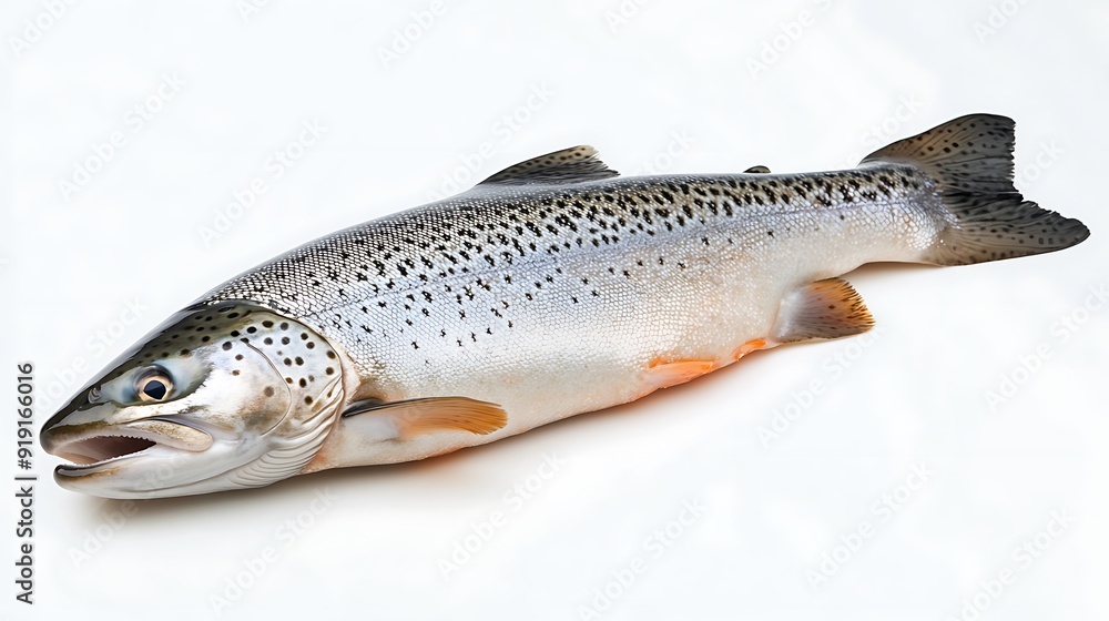 Freshly Caught Salmon on White Background Freshly Caught Salmon on White Background