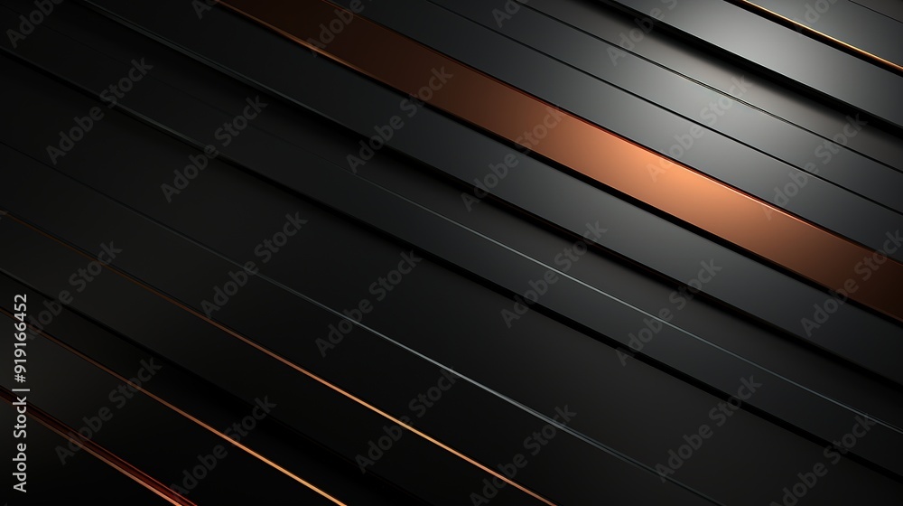 Obraz premium Abstract black and copper stripes background.