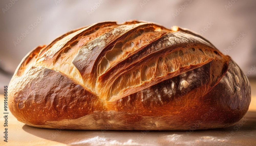 Close-up of a freshly baked loaf of bread Close-up of a freshly baked loaf of bread