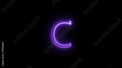 Wallpaper Mural  Neon Glowing Letter Animation. Neon alphabet and Neon Font Symbol with Alpha Channel. Torontodigital.ca