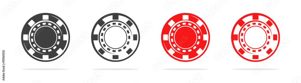 Playing chips vector icon set. Playing chips vector icon set.