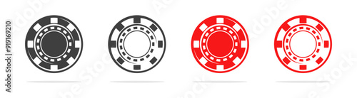 Playing chips vector icon set.