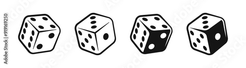 Playing dice cubes vector icon set.