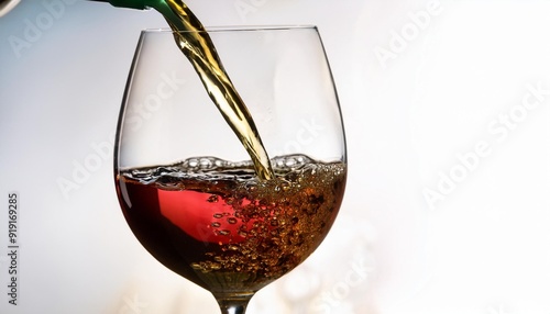 Close-up of a glass of wine being poured-_A detailed shot of red or white wine being poured photo