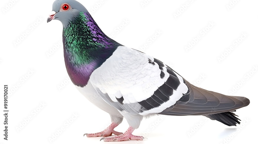 Fototapeta premium Pigeon with Green and Purple Feathers