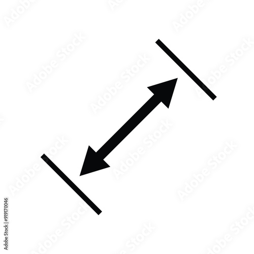 slanted dimension tool mouse cursor for graphic design software computer pointer, click ditance pointer black and white style