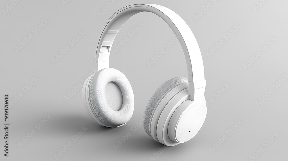 White Wireless Headphones on a Gray Background White Wireless Headphones on a Gray Background