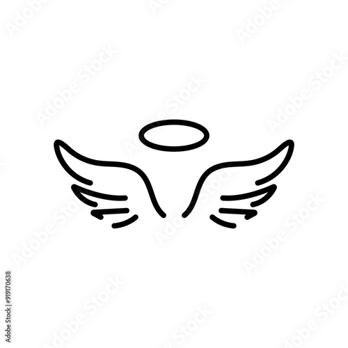 Holy wings vector icon. Filled flat sign for mobile concept and web design. Angel wings with nimbus glyph icon. Symbol, logo illustration.