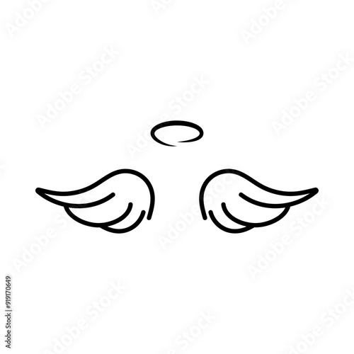 Holy wings vector icon. Filled flat sign for mobile concept and web design. Angel wings with nimbus glyph icon. Symbol, logo illustration.