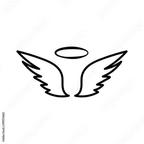 Holy wings vector icon. Filled flat sign for mobile concept and web design. Angel wings with nimbus glyph icon. Symbol, logo illustration.