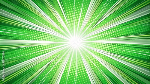 Vibrant green comic book background with dynamic white lines, bold shapes, and subtle texture, perfect for superhero or action-themed illustrations and designs.