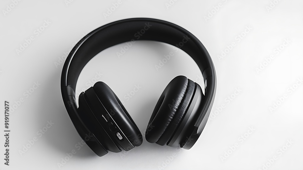 Black Wireless Headphones on a White Background Black Wireless Headphones on a White Background