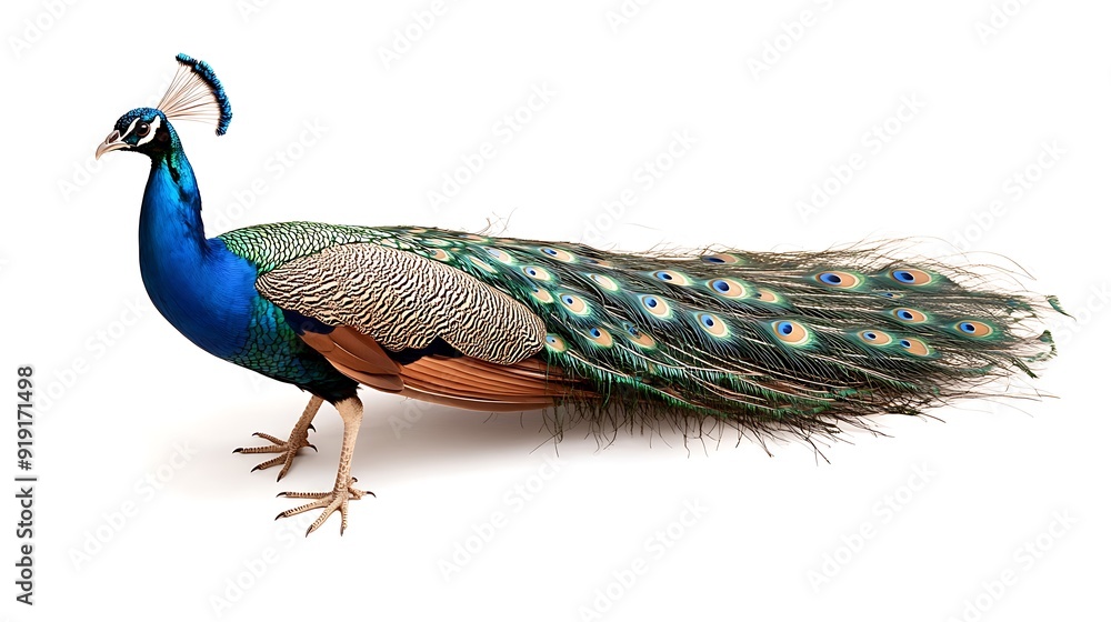 Fototapeta premium Peacock with Spread Tail Feathers