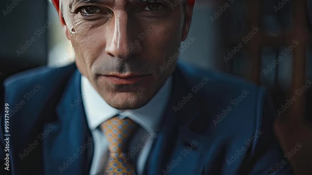 Smiling mature businessman in suit and tie exudes confidence and success Smiling mature businessman in suit and tie exudes confidence and success