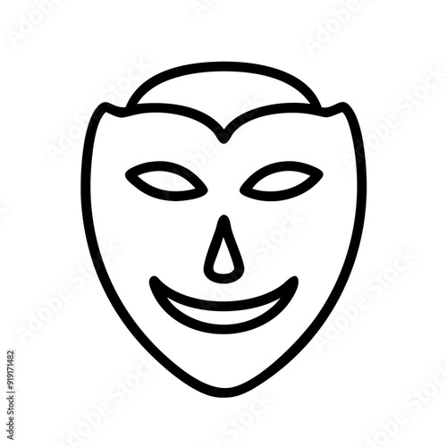 Halloween Mask Icon, Halloween Symbol, Outline Style, White Background