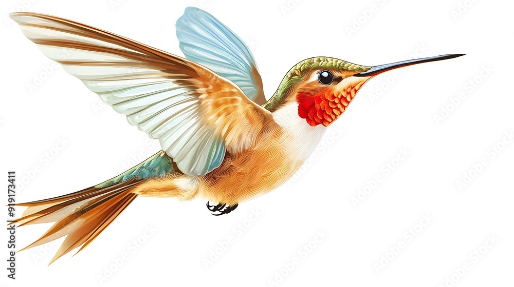 Hummingbird in Flight, a Detailed Illustration Hummingbird in Flight, a Detailed Illustration
