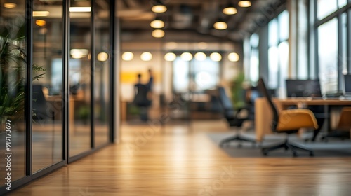 Wallpaper Mural Blurred Office Interior with Warm Lighting Torontodigital.ca