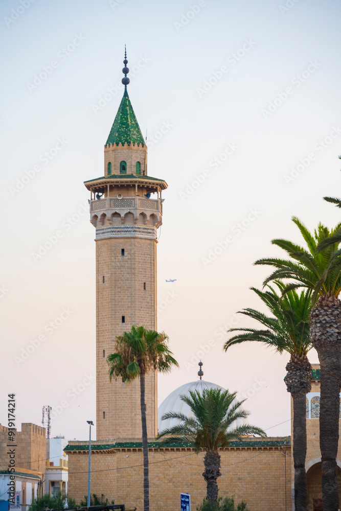 Obraz premium Minaret de la mosquée Bourguiba à Monastir en tunisie