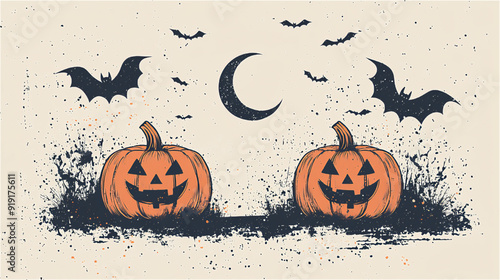 ハロウィンのコミカルなイラスト、ベクター素材