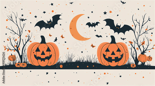 ハロウィンのコミカルなイラスト、ベクター素材