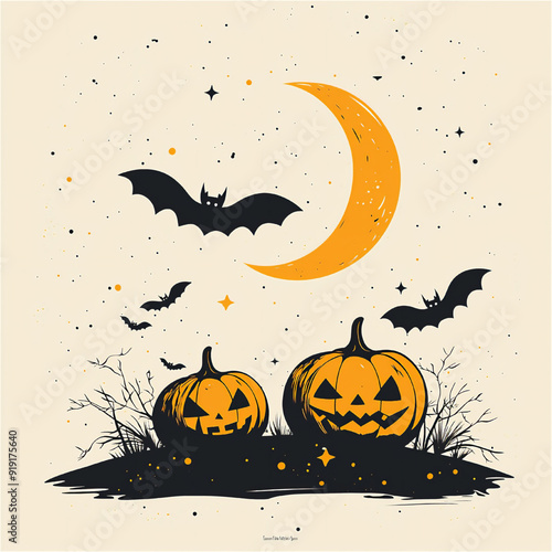 ハロウィンのコミカルなイラスト、ベクター素材