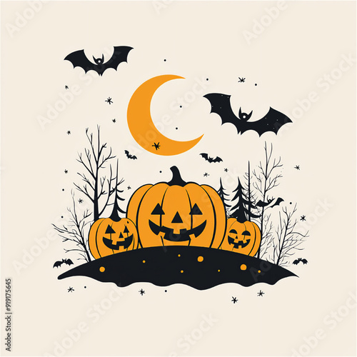 ハロウィンのコミカルなイラスト、ベクター素材