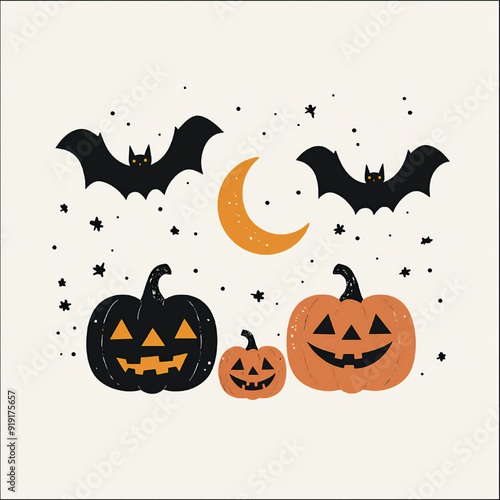 ハロウィンのコミカルなイラスト、ベクター素材
